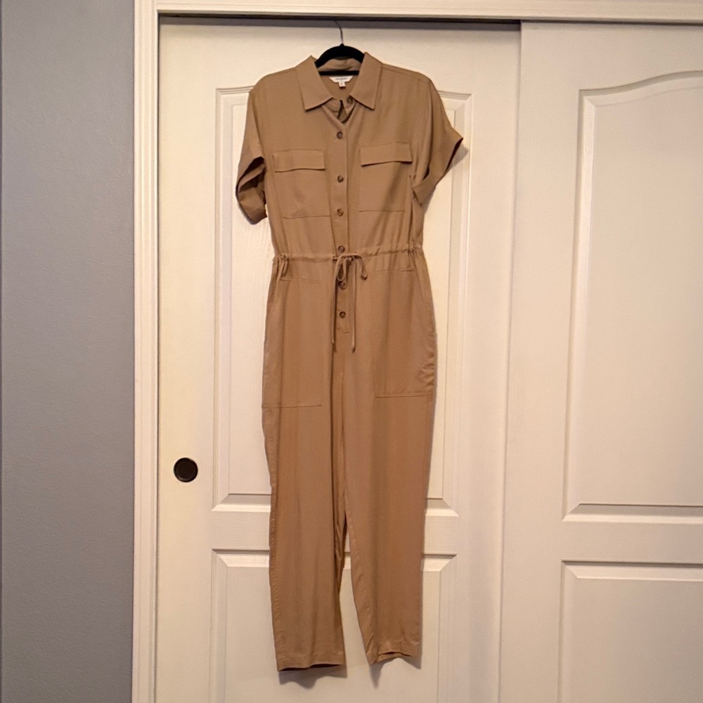 Banana Republic Beige Button-Front Jumpsuit
